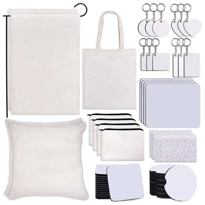 Mouse Pad Blank Sublimation - ชุดพวงกุญแจหัวใจว่างการพิมพ์ซับลิเมชัน MDF สำหรับกระเป๋าแต่งหน้าแบบทำมือและแผ่นรองเมาส์76ชิ้น