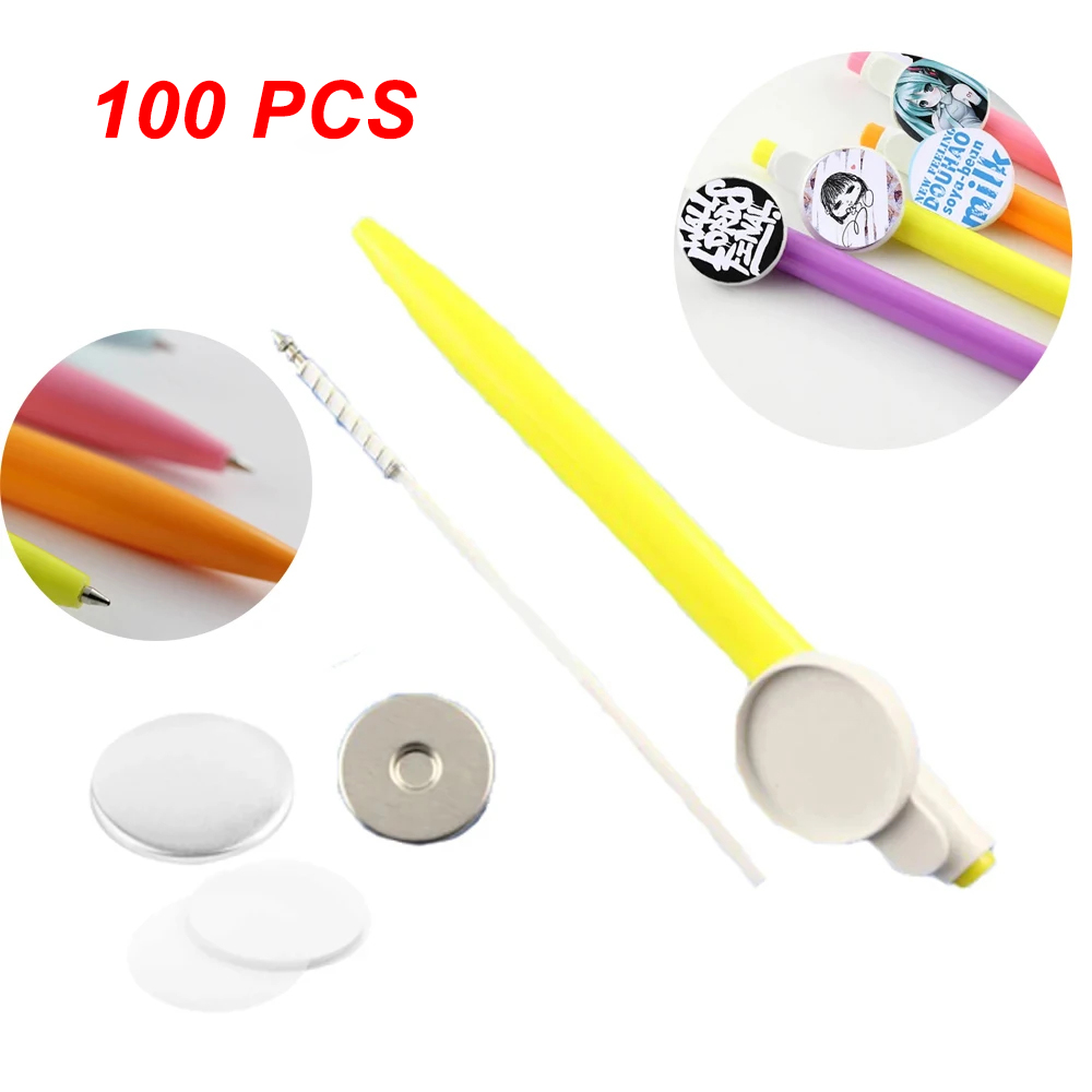 Button Badge Blank - อุปกรณ์ทำป้ายเข็มกลัดขนาด 25 มม. 100 ชิ้น สำหรับทำปากกาลูกลื่นเปล่า