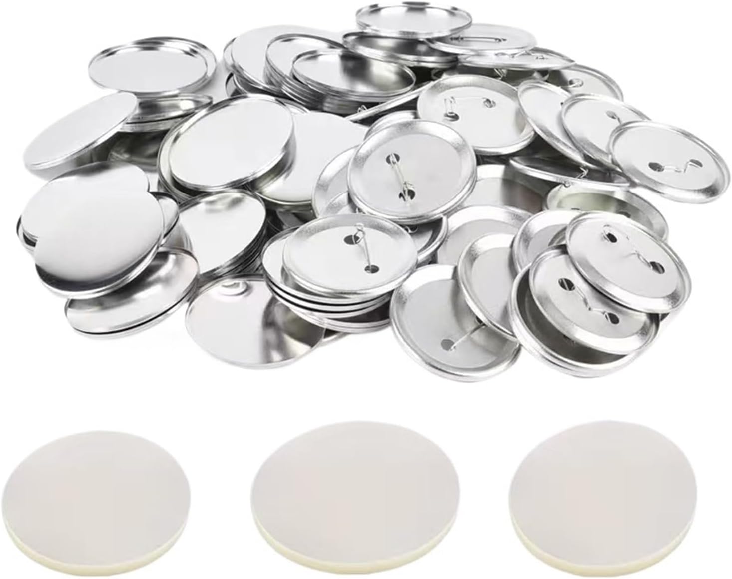 Button Badge Blank - เครื่องทำป้ายกลม, เครื่องทำป้ายกลม 500 ชิ้น พร้อมเข็มโลหะ ขนาด