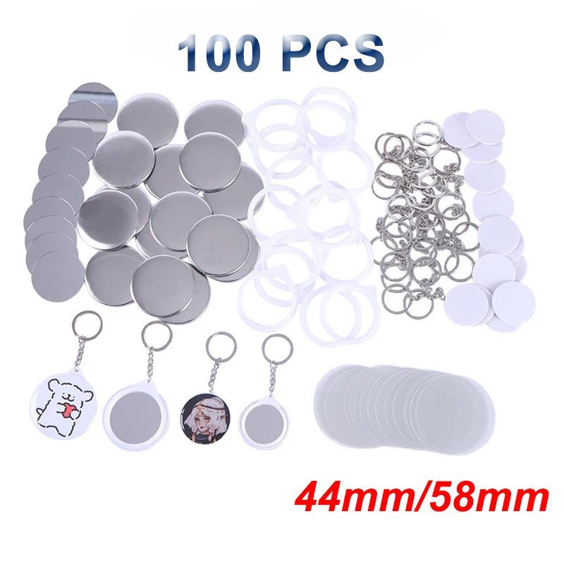Button Badge Blank - ใหม่ 100PCS Key แหวนกระจก BLANK Badge