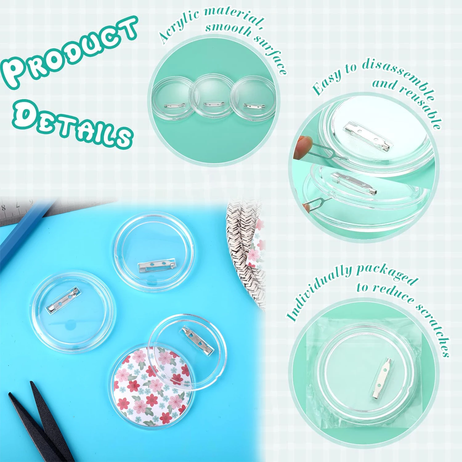 5-20PCS ปุ่มช่องว่าง Pins อะคร - Button Badge Blank บทวิจารณ์และราคา