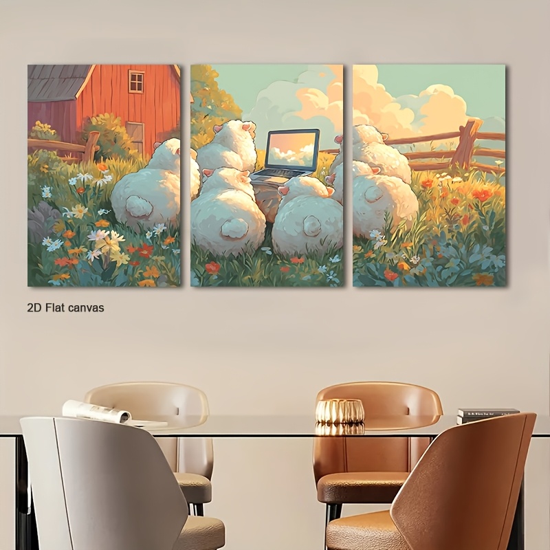 ภาพวาดผ้าแคนวาสไร้กรอบ 3 ชิ้น  - Canvas Wrap Ready บทวิจารณ์และราคา